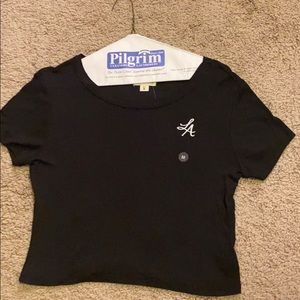 LA Hearts NWT black “LA” embroidered crop top